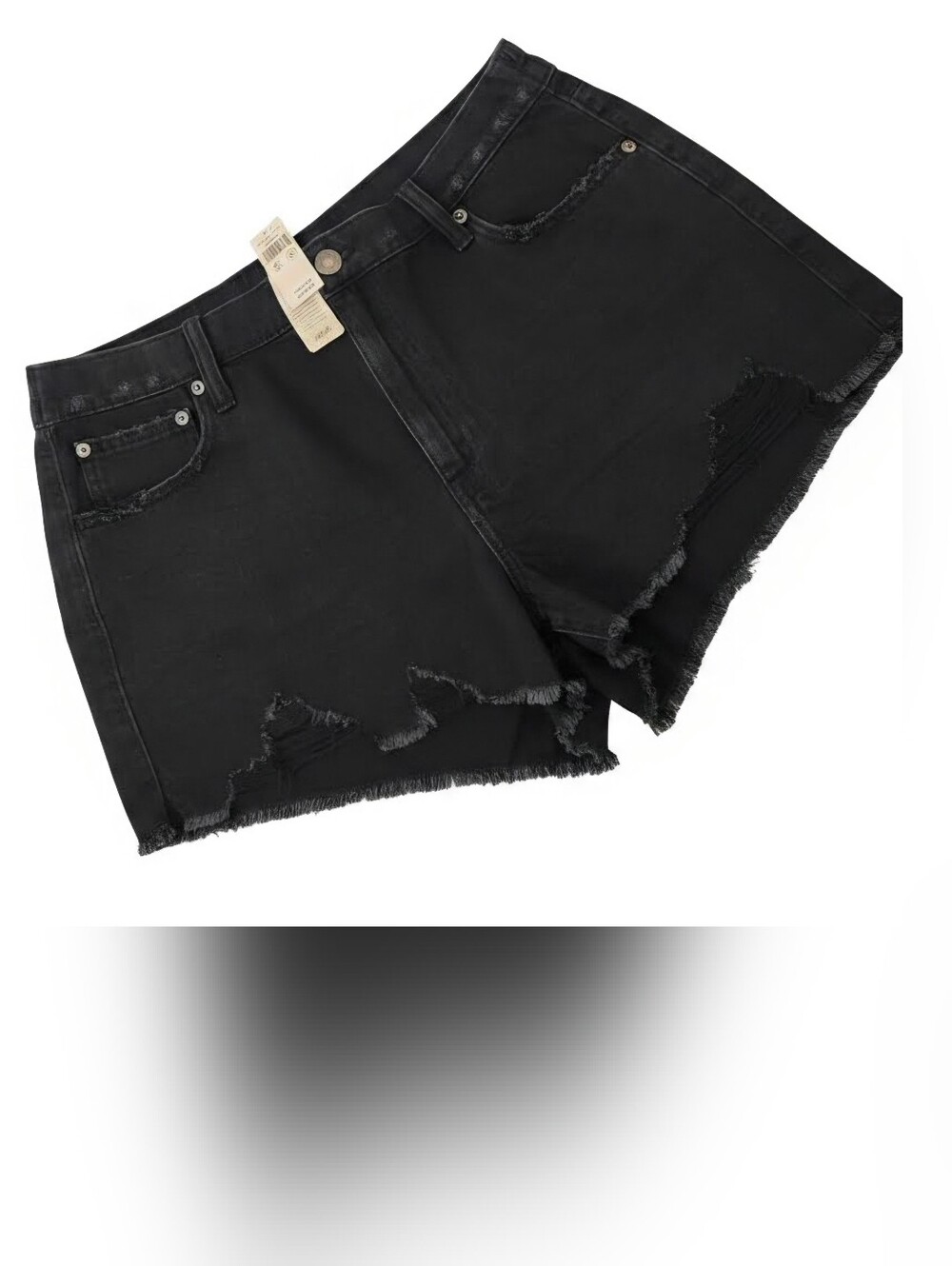 aerie Black Distressed High-Rise Denim Shorts